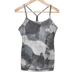 Lululemon Power Y Tank Top Gray Tie Dye Athletic Racerback Tank Top Shirt Size 6